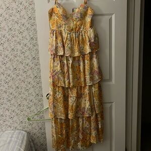 Fashion Nova Ruffled Flower Dress with Slit